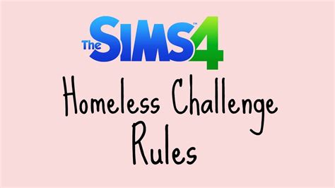 The Sims 4 Homeless Challenge Rules Youtube