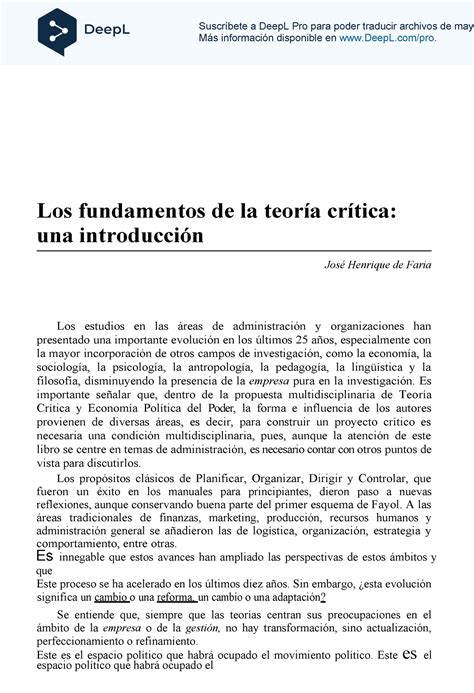 2 Los Fundamentos De La Teoría Crítica José Faria 1 Es Los