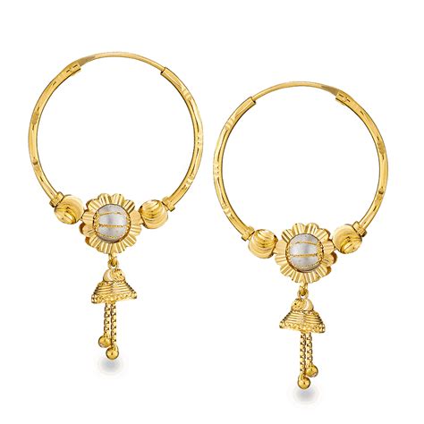 Shop 22ct Gold Hoop Earrings With Droplets Purejewels