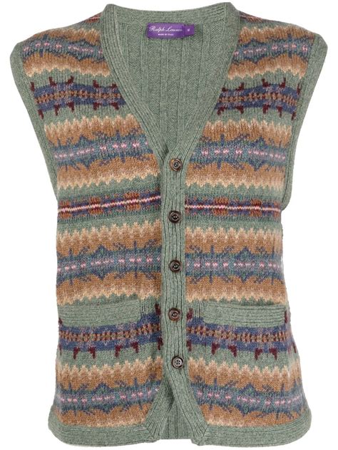 Ralph Lauren Purple Label Fair Isle Intarsia Knit Vest Green Farfetch