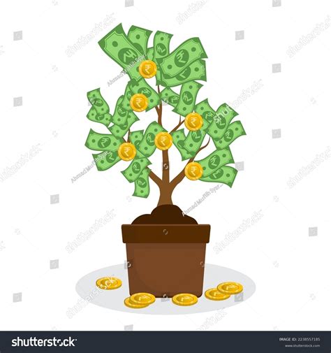 Vector Illustration Money Tree Indian Rupee Stock Vector Royalty Free