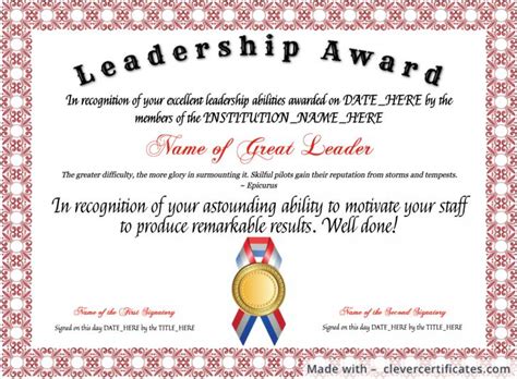 Quality Leadership Award Certificate Templates