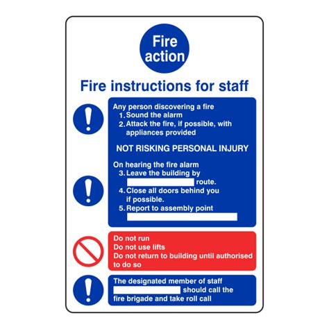 Fire Action Sign Fire Instructions For Staff Lasting Impressions Online