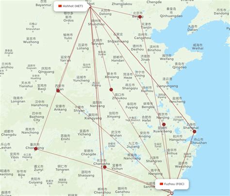 All Flight Routes From Fuzhou To Hohhot Foc To Het Flight Routes