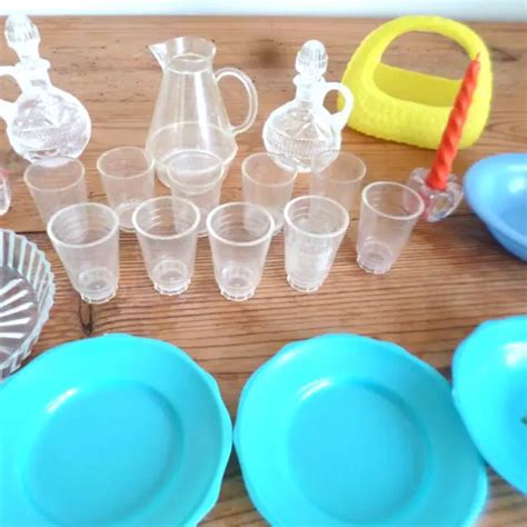 Jouet Ancien Lot Dinette En Plastique Verres Carafe Ann Es Eur