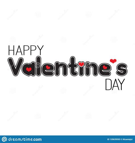 Happy Valentine`s Day Greeting Card With Handwritten Text Vector Stock