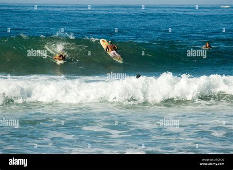 Puerto Escondido Surfer On Waves Oaxaca Mexico Stock Photo Alamy