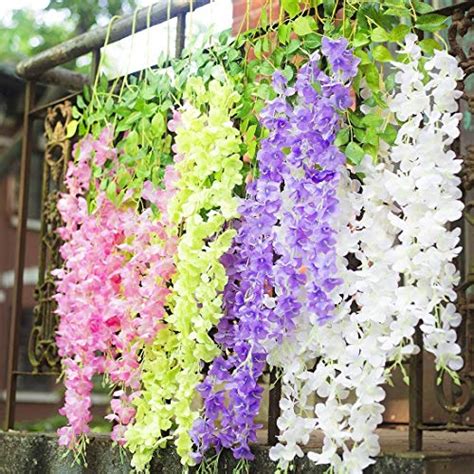 Tifuly 12 Pcs Artificial Wisteria Vines 3 6 Ft Fake Wisterias With 3