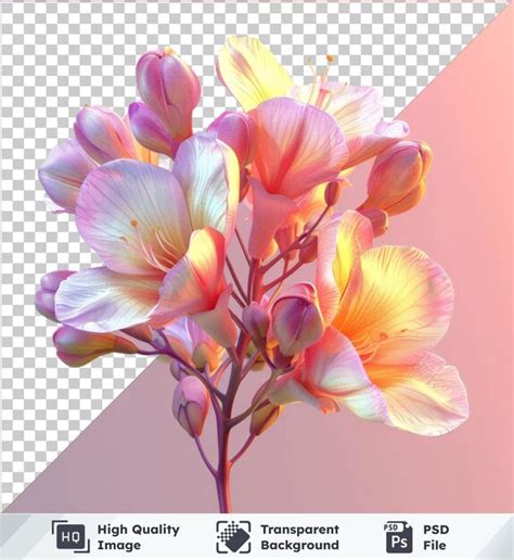 Freesia Flower In A Vase On A Pink Background Premium Ai Generated Psd