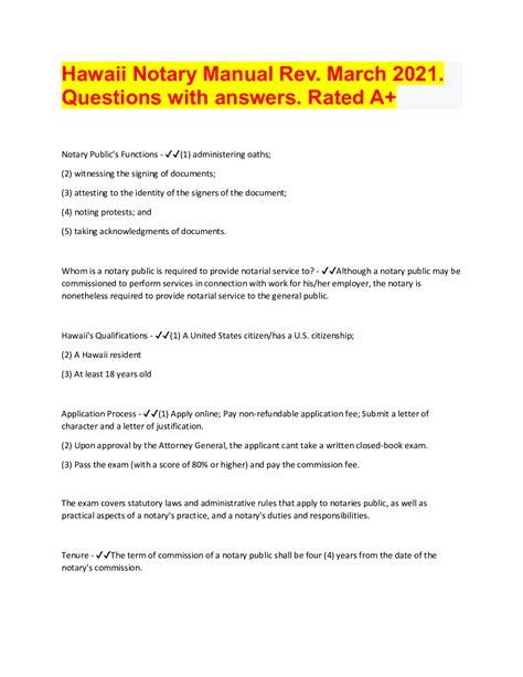 Hawaii Notary Exam Questions With Correct Answers Browsegrades