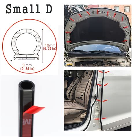 D Shape Type 4 Meters Car Door Seal Strip Epdm Rubber Noise Insulation