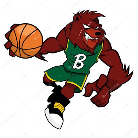 Basket Ball Mascot Red Bear Stock Vector Image By Vable 107268318