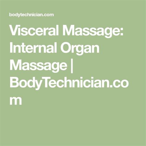 Visceral Massage Internal Organ Massage Massage