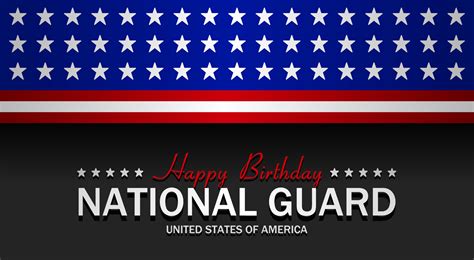 Happy Birthday National Guard United States Theme Lettering Vector