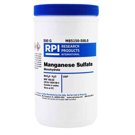 M85150 500 0 Manganese Sulfate Monohydrate USP 500 Grams