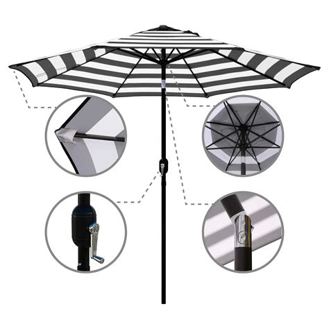 Customized Design Aluminum Frame Stripe Outdoor Umbrella Large Patio