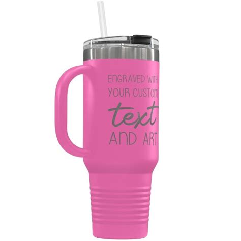 Custom Tumbler 40 Oz Pink With Handle