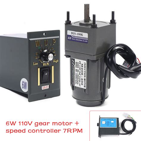 6w 110v Ac Gear Motor Electric Motor Variable Speed Controller 750rpm