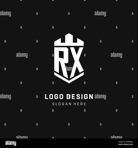 Rx Monogram Logo Initial With Crown And Shield Guard Shape Style Vector