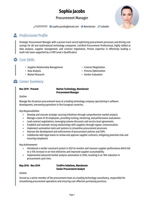 Procurement Manager CV Example Guide Win Job Interviews