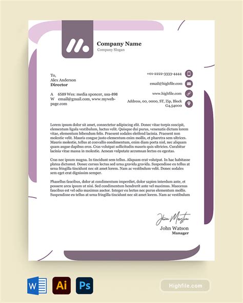 Free Personal Letterhead Template - Highfile