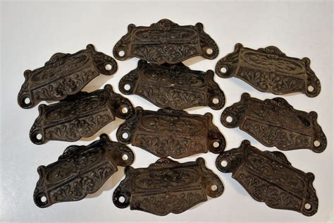 Antique Cast Iron Cabinet Pulls Victorian Cup Pulls Ornate Etsy