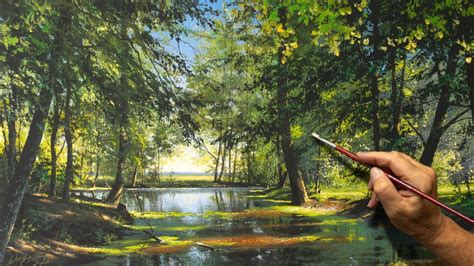 How To Paint A Summer Landscape Quiet Pond Acrylic Painting