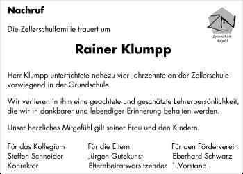 Traueranzeigen Von Rainer Klumpp Schwarzw Lder Bote Trauer