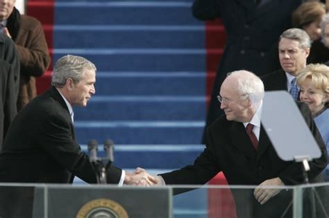 President George W Bush Shakes Hands With Vice President Dick Cheney