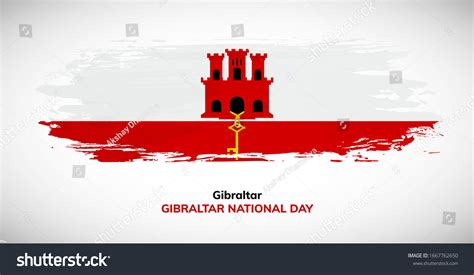 Happy National Day Gibraltar Brush Flag Stock Vector (Royalty Free ...