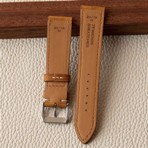 Watch Strap Natural Leather Light Brown SLIM Camel Trophy