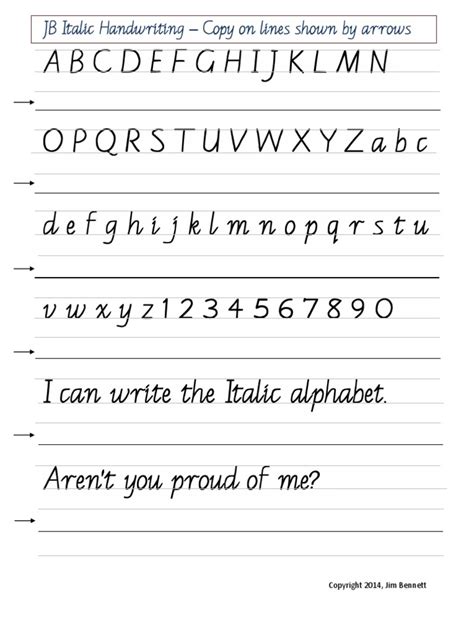 Italic Handwriting Practice Sheet | PDF