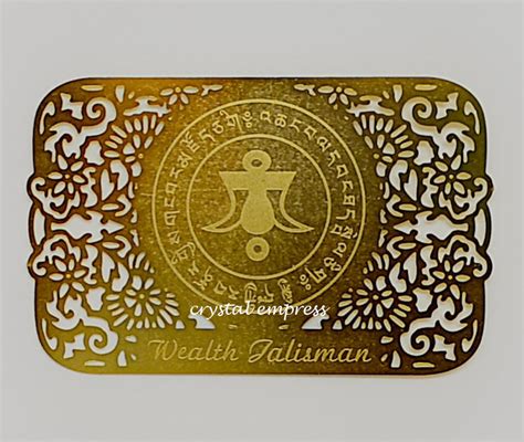 Wealth Talisman Printed On A Card In Gold Crystal Empress Feng