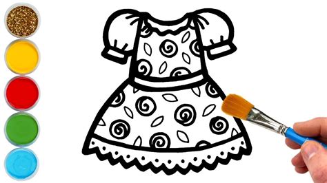 Dress For Doll Drawing Painting And Coloring For Kids And Toddlers