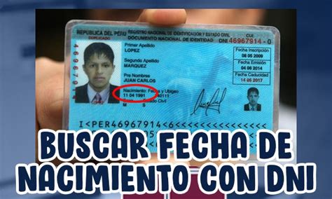 Fecha De Nacimiento Con Numero De Dni Dniperu