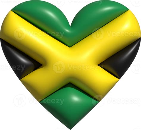 Jamaica Flag Heart 3D 22121560 PNG