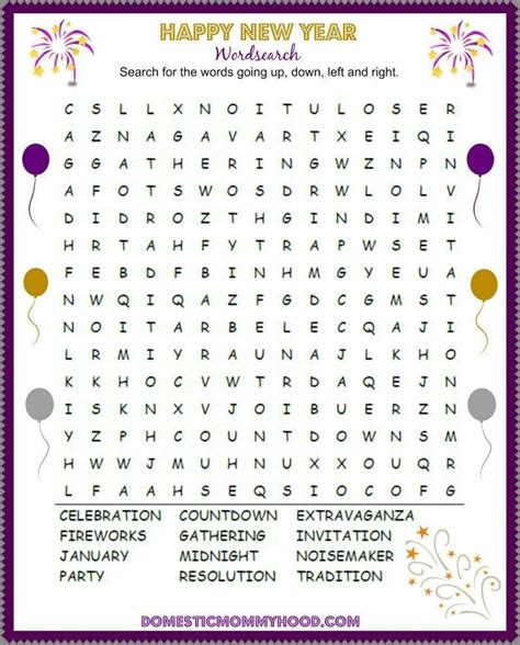 Happy New Year Word Search Free Printable Domestic Mommyhood New