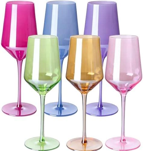 Amazon Comfit Colored Wine Glasses Set Of Oz Hand Blown Red