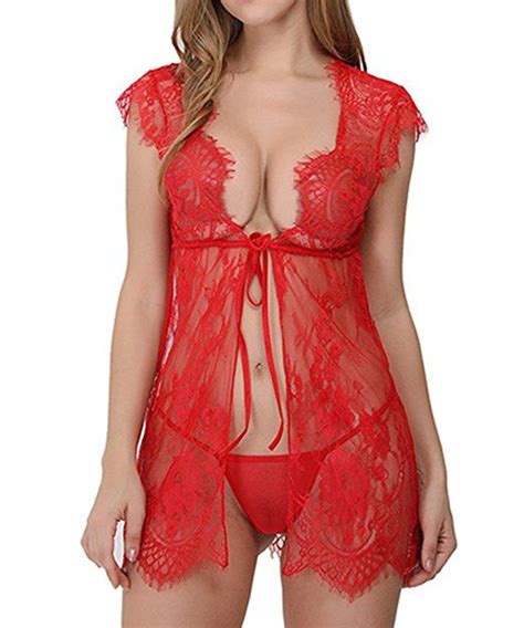 Rzs Donna Esotico Lingerie Pizzo E Capitale Babydoll Set Pezzi