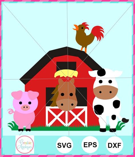 Cut File Farm Barn With Animals Svg Cut File Farm Animals Etsy Uk