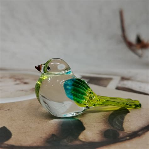 Glass Bird Figurine Blown Glass Bird Home Decoration Etsy