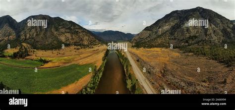 Aerial Panoramic View Of A Scenic Highway In The Valley Surrounded By