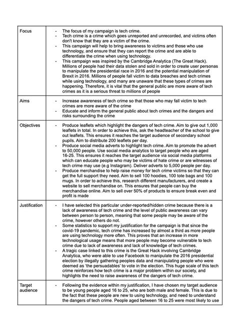 Ac Criminology Plan A Campaign Exam Notes Wjec Tech Crime