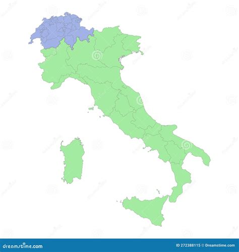 High Quality Political Map of Italy and Switzerland with Borders of the ...