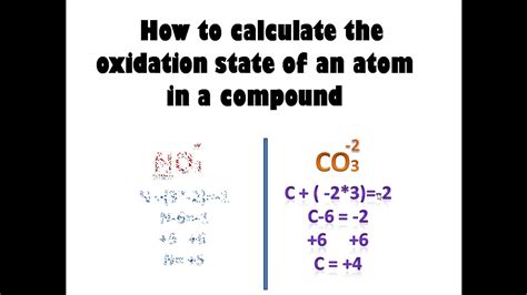 How To Calculate The Oxidation State Of An Atom In A Compound Youtube