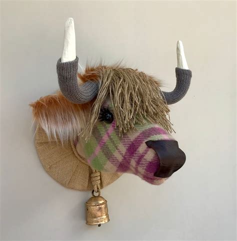 Handmade Highland Cow Head Faux Taxidermy 100 New Wool Etsy Uk