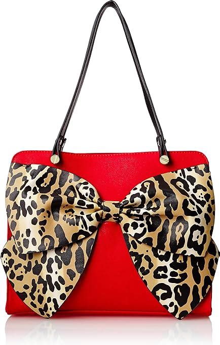 Betsey Johnson Bow Regards Large Satchel Red Leopard One Size