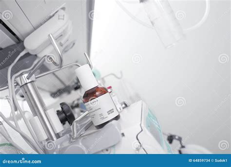 Medical Preparations Standing On The Equipment In The ICU Stock Photo