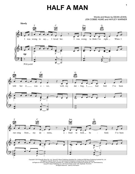 Dean Lewis Half A Man sheet music Music Chords, Guitar Sheet Music ...