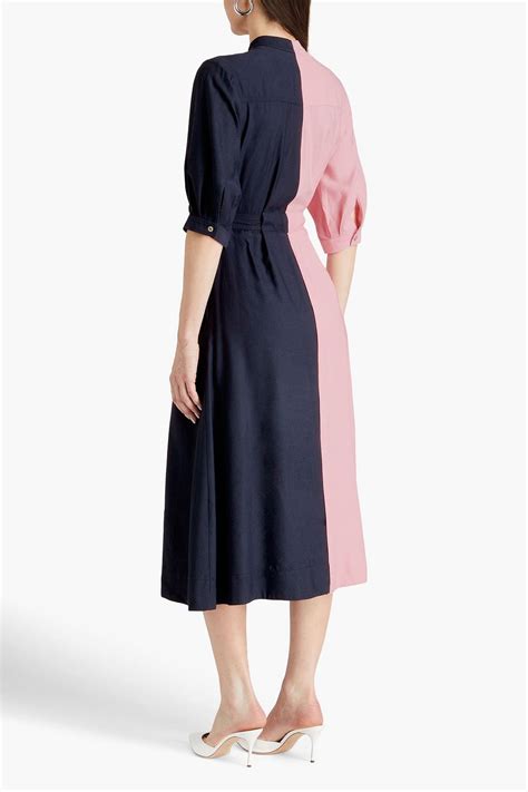 E L V DENIM X THE OUTNET The Double Two Tone Twill Midi Dress THE OUTNET